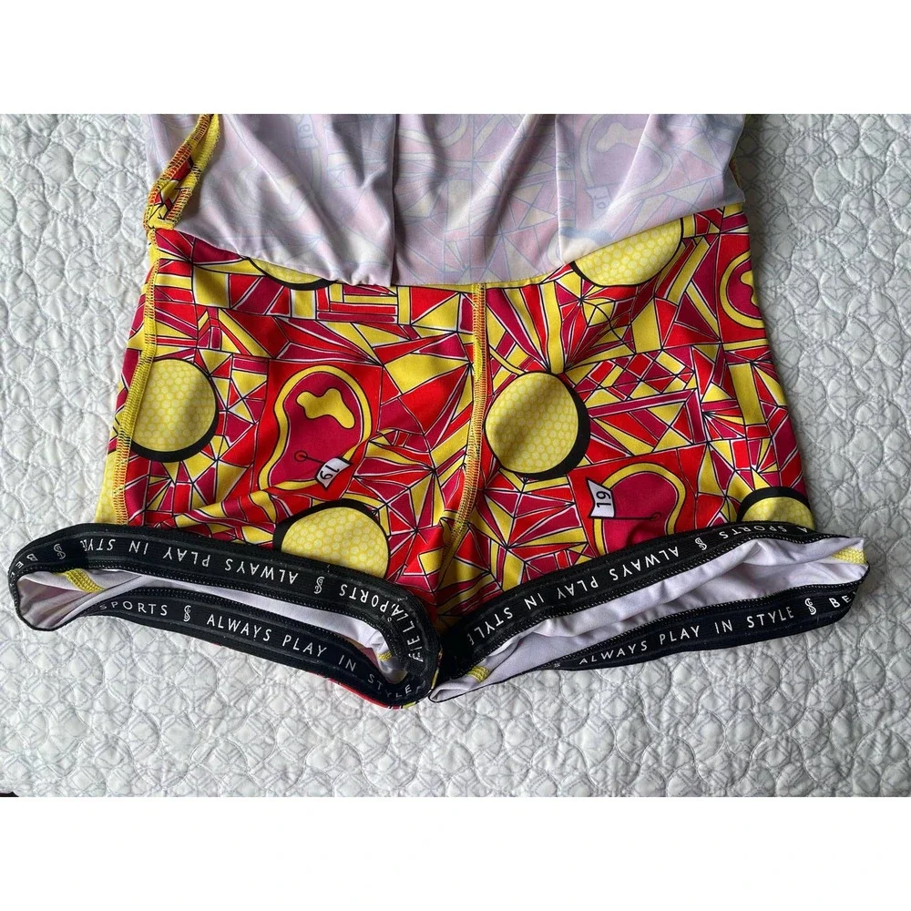 Golf Bella Angle Shot Straight Skort Red Yellow Size Small